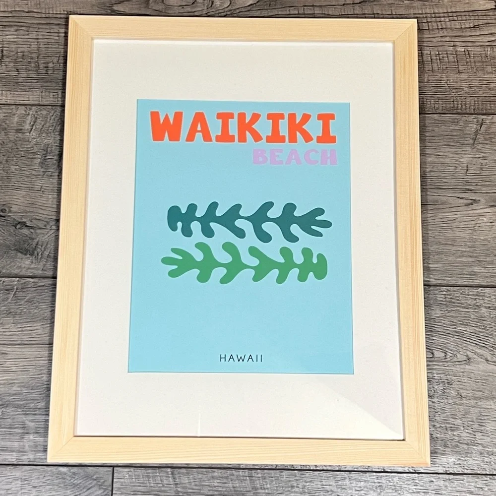 WAIKIKI BEACH REAL WOOD FRAMED PRINT 🏄🏼‍♀️🏝️🌸